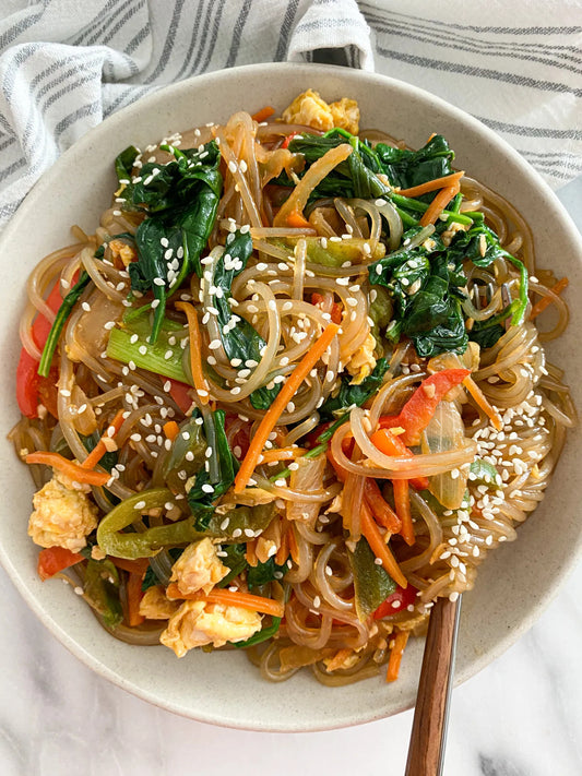 Japchae | Stir Fried Kumara Noodles and Vegetables